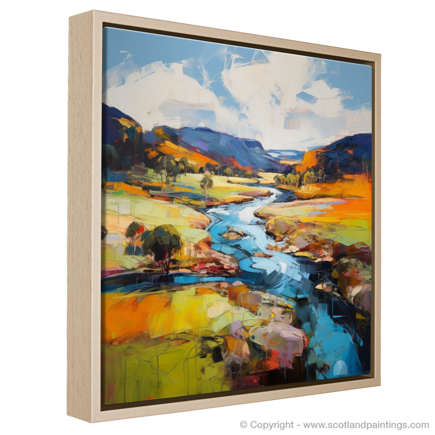 Painting and Art Print of Glen Esk, Angus entitled "Expressionist Ode to Glen Esk - Vibrant Essence of the Scottish Highlands".