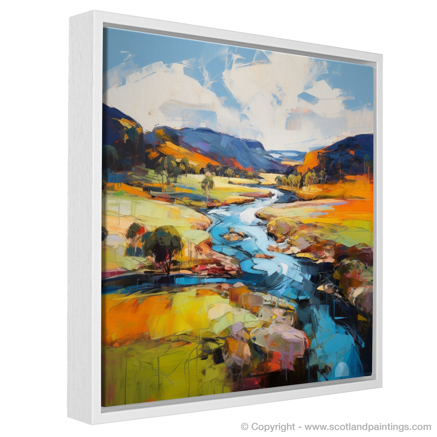 Painting and Art Print of Glen Esk, Angus entitled "Expressionist Ode to Glen Esk - Vibrant Essence of the Scottish Highlands".