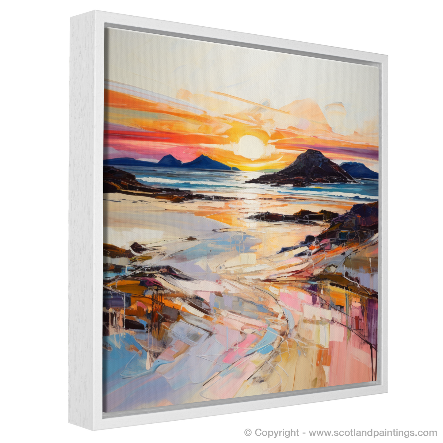 Painting and Art Print of Traigh Mhor at sunset entitled "Twilight Embrace at Traigh Mhor".