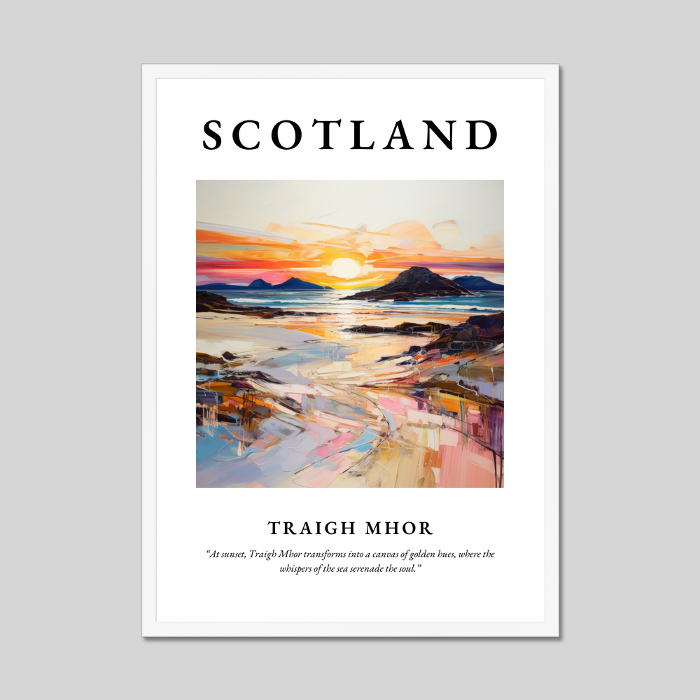 Poster in a white frame with the word Scotland