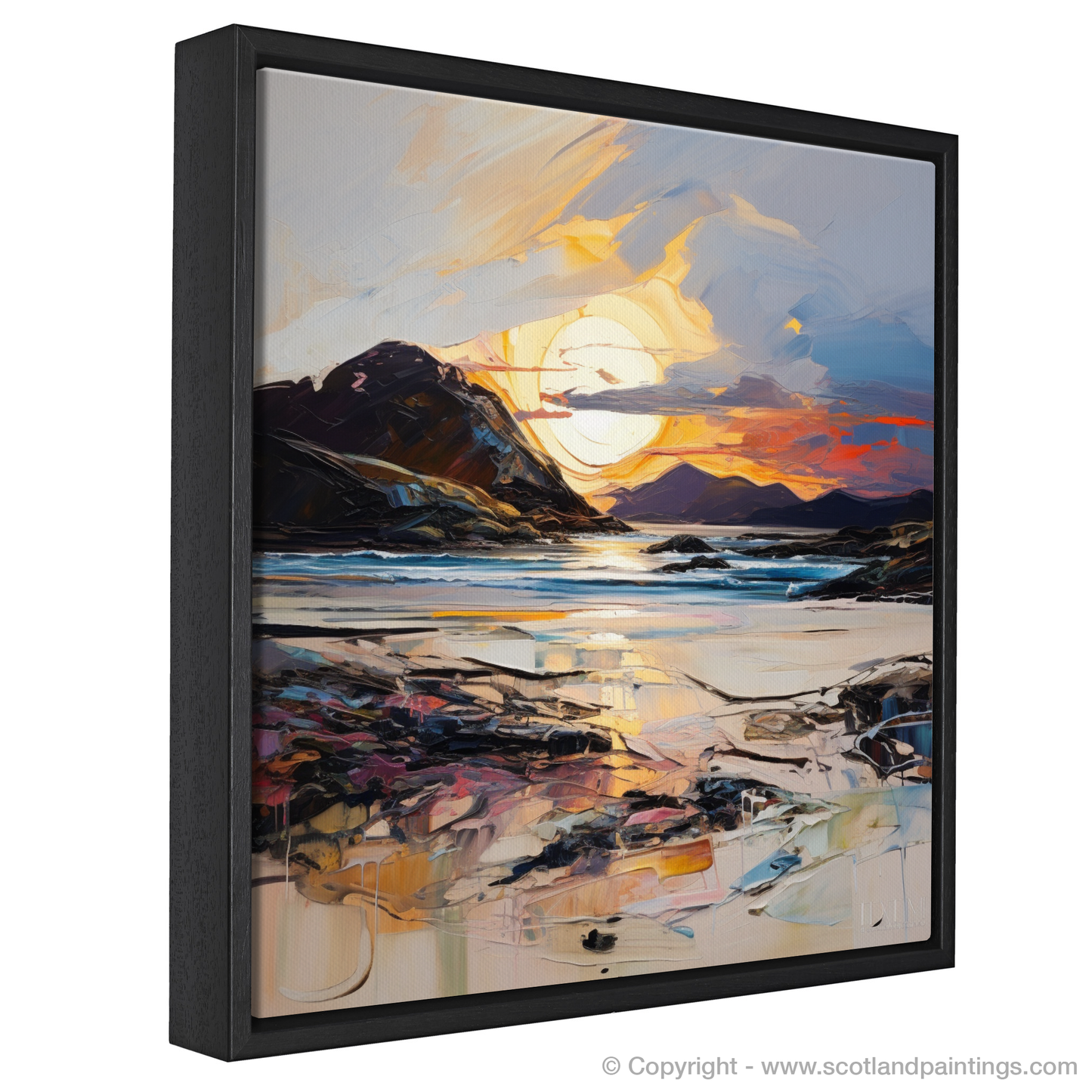 Painting and Art Print of Traigh Mhor at sunset entitled "Sunset Embrace at Traigh Mhor".