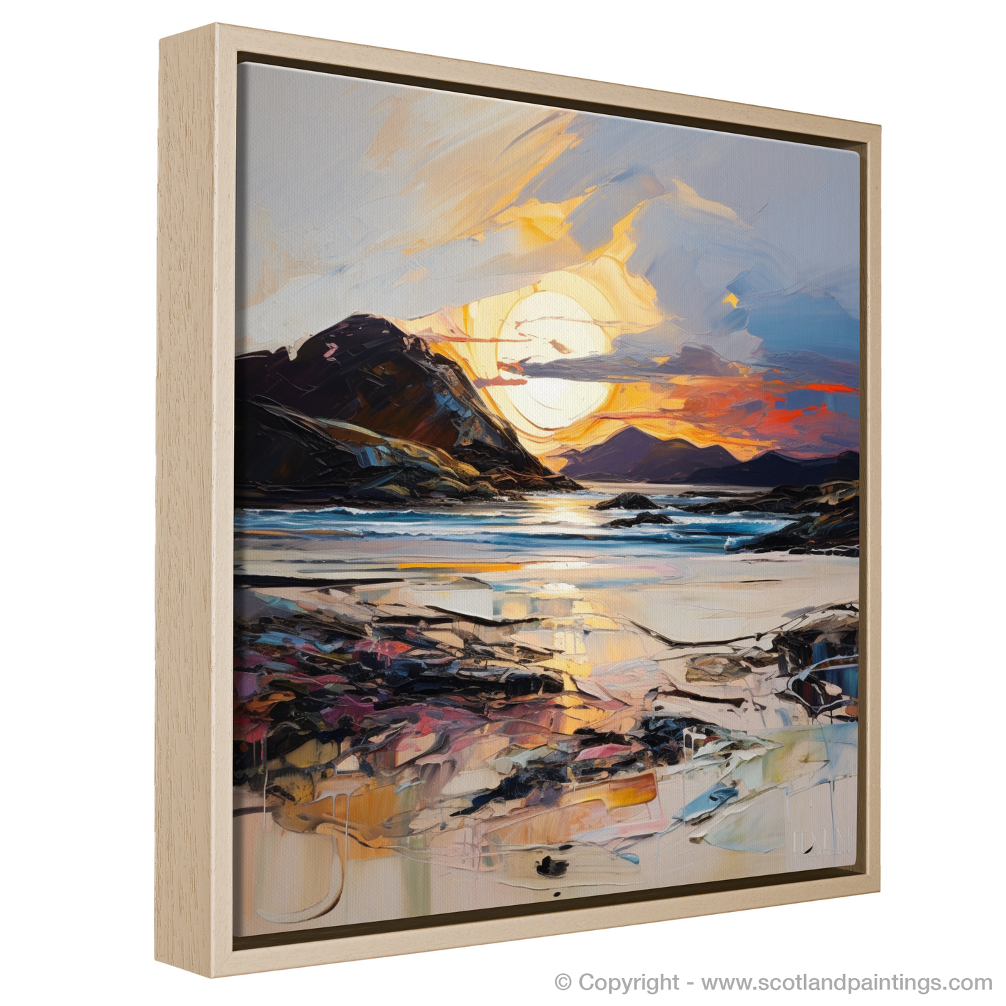 Painting and Art Print of Traigh Mhor at sunset entitled "Sunset Embrace at Traigh Mhor".