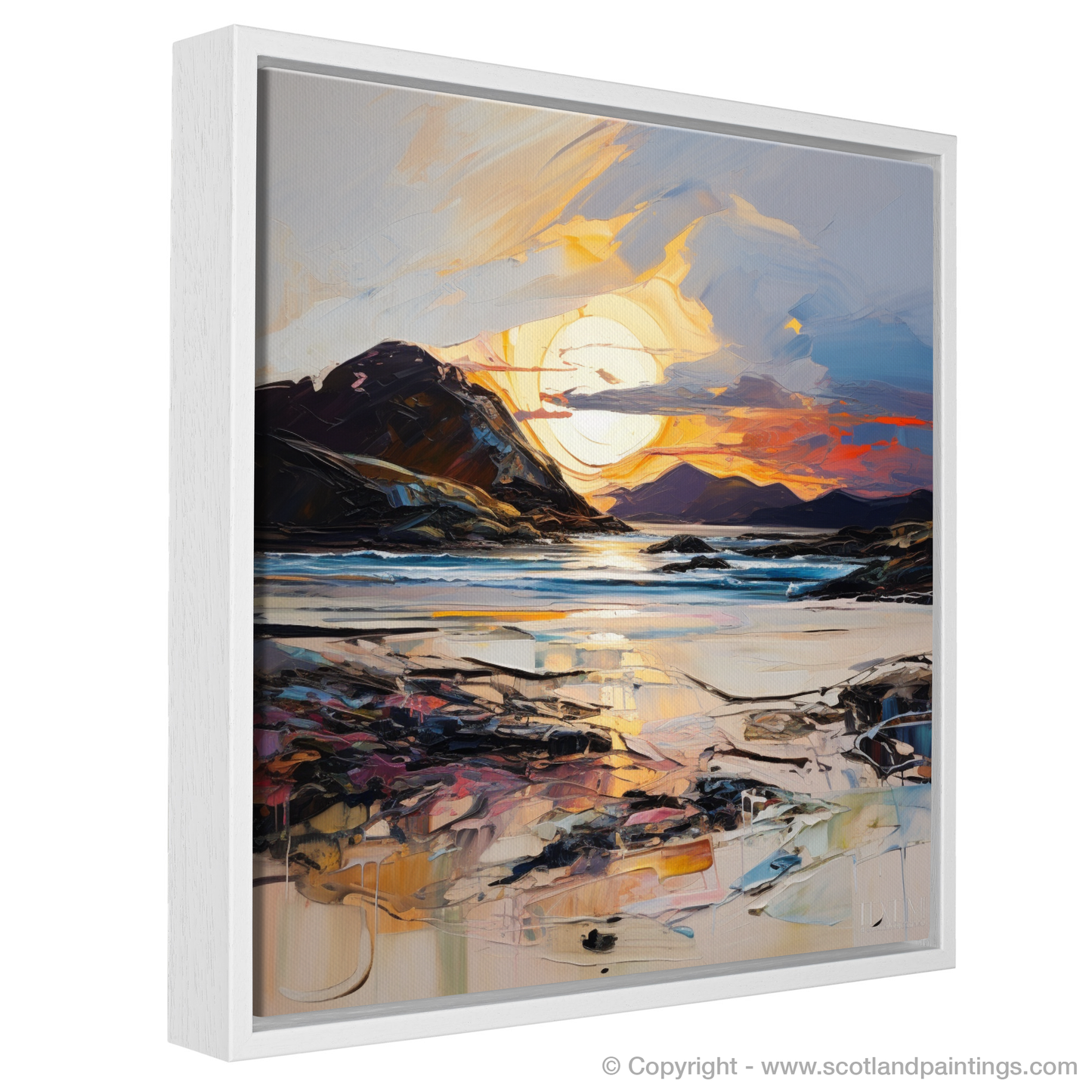 Painting and Art Print of Traigh Mhor at sunset entitled "Sunset Embrace at Traigh Mhor".