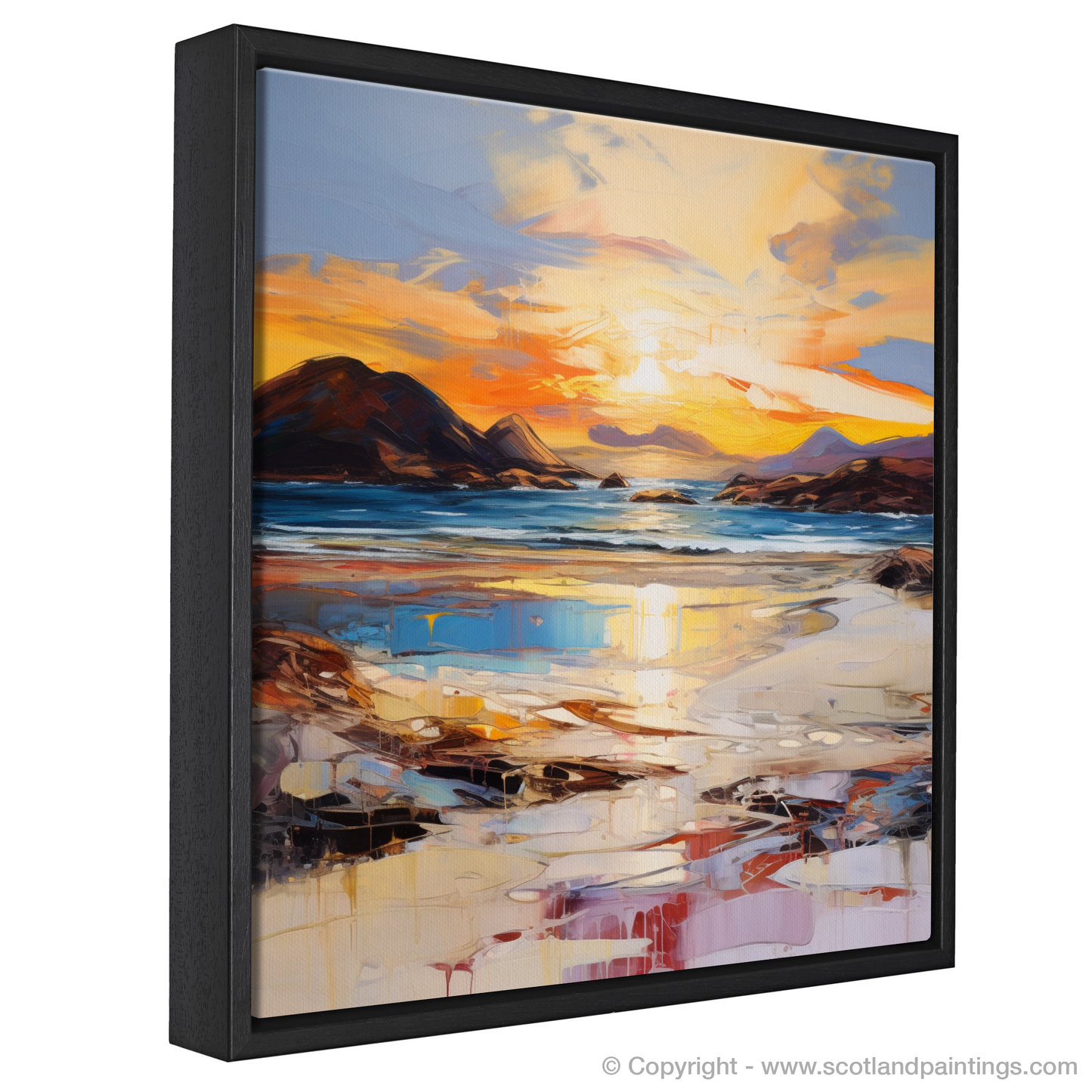 Painting and Art Print of Traigh Mhor at sunset entitled "Sunset Embrace at Traigh Mhor".