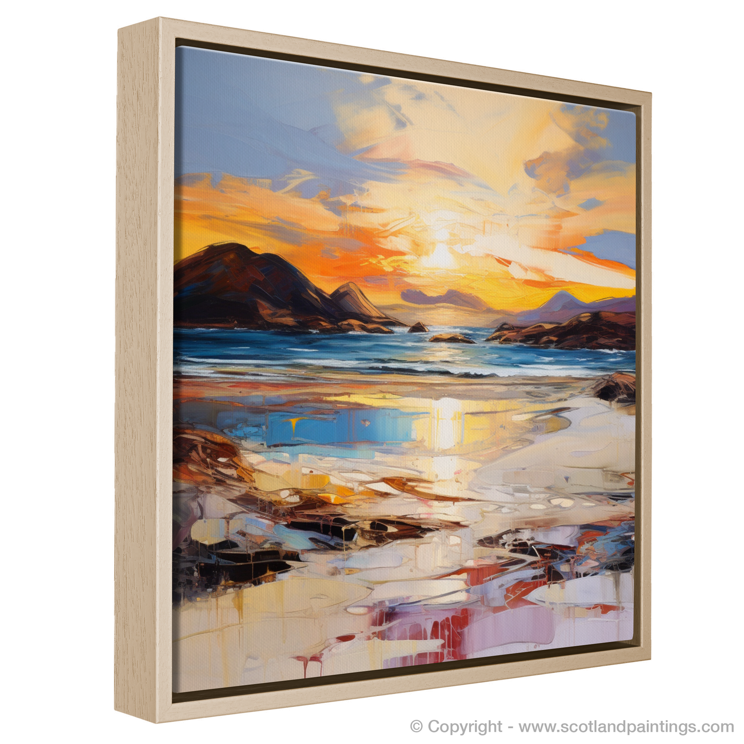 Painting and Art Print of Traigh Mhor at sunset entitled "Sunset Embrace at Traigh Mhor".