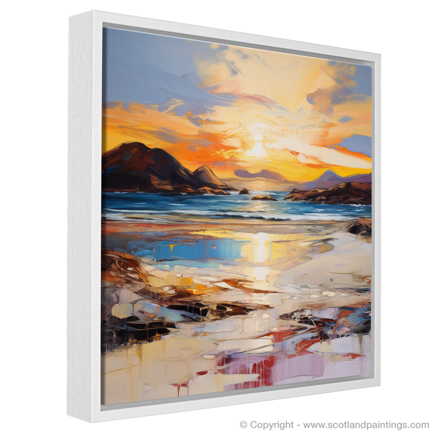 Painting and Art Print of Traigh Mhor at sunset entitled "Sunset Embrace at Traigh Mhor".