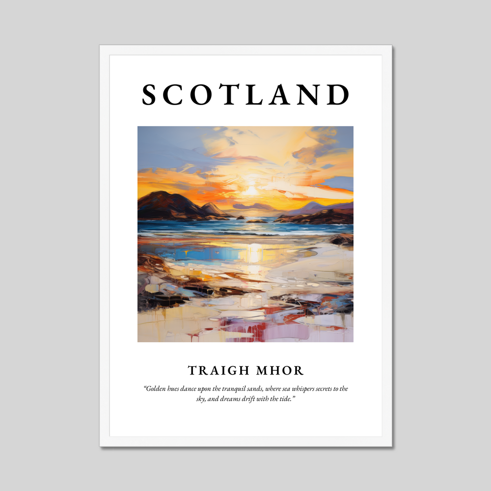 Poster in a white frame with the word Scotland