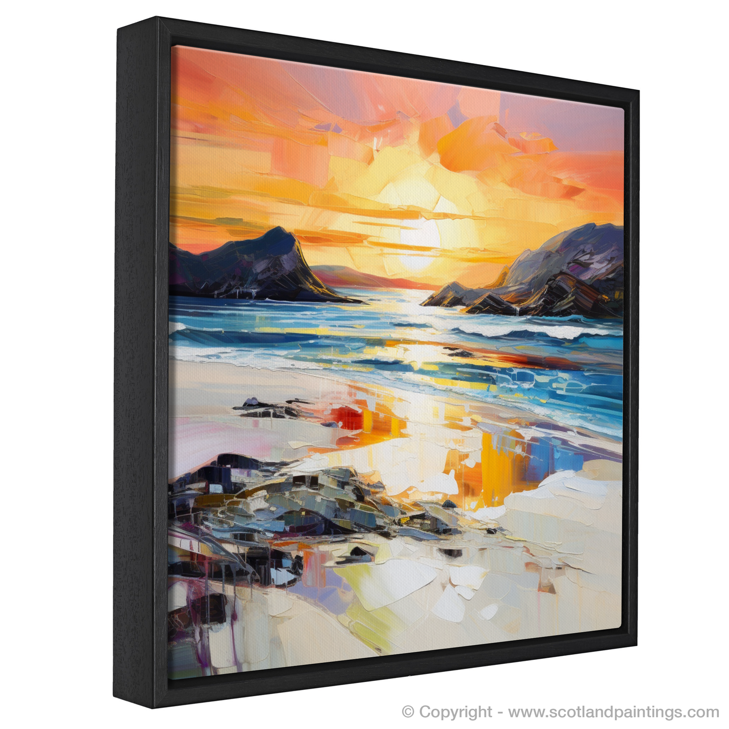 Painting and Art Print of Traigh Mhor at sunset entitled "Sunset Blaze over Traigh Mhor".