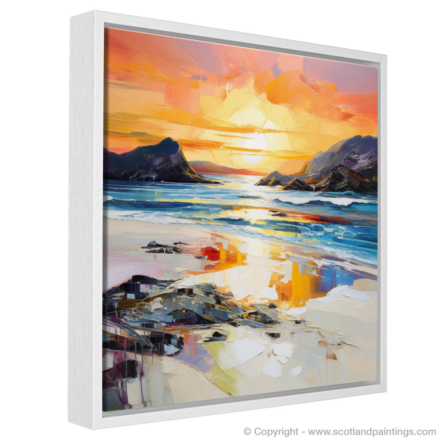 Painting and Art Print of Traigh Mhor at sunset entitled "Sunset Blaze over Traigh Mhor".