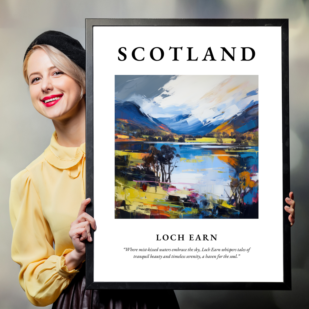 Person holding a poster of Loch Earn