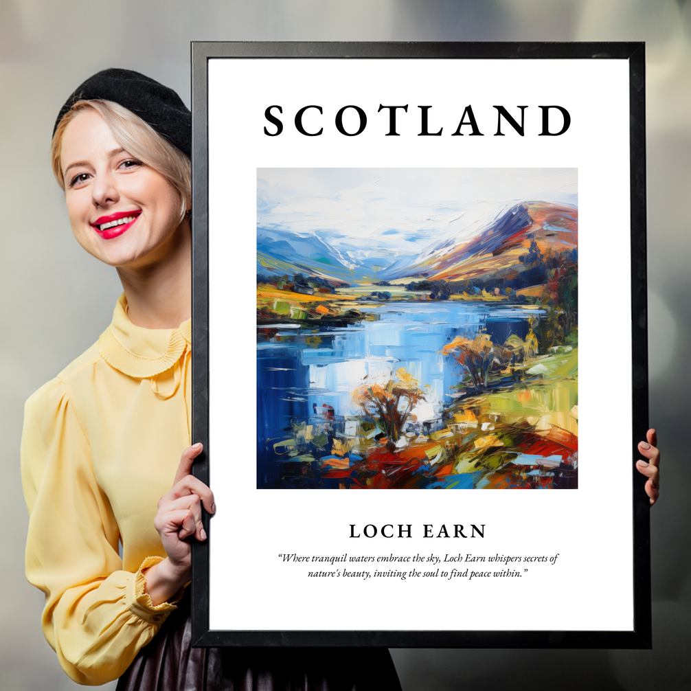 Person holding a poster of Loch Earn