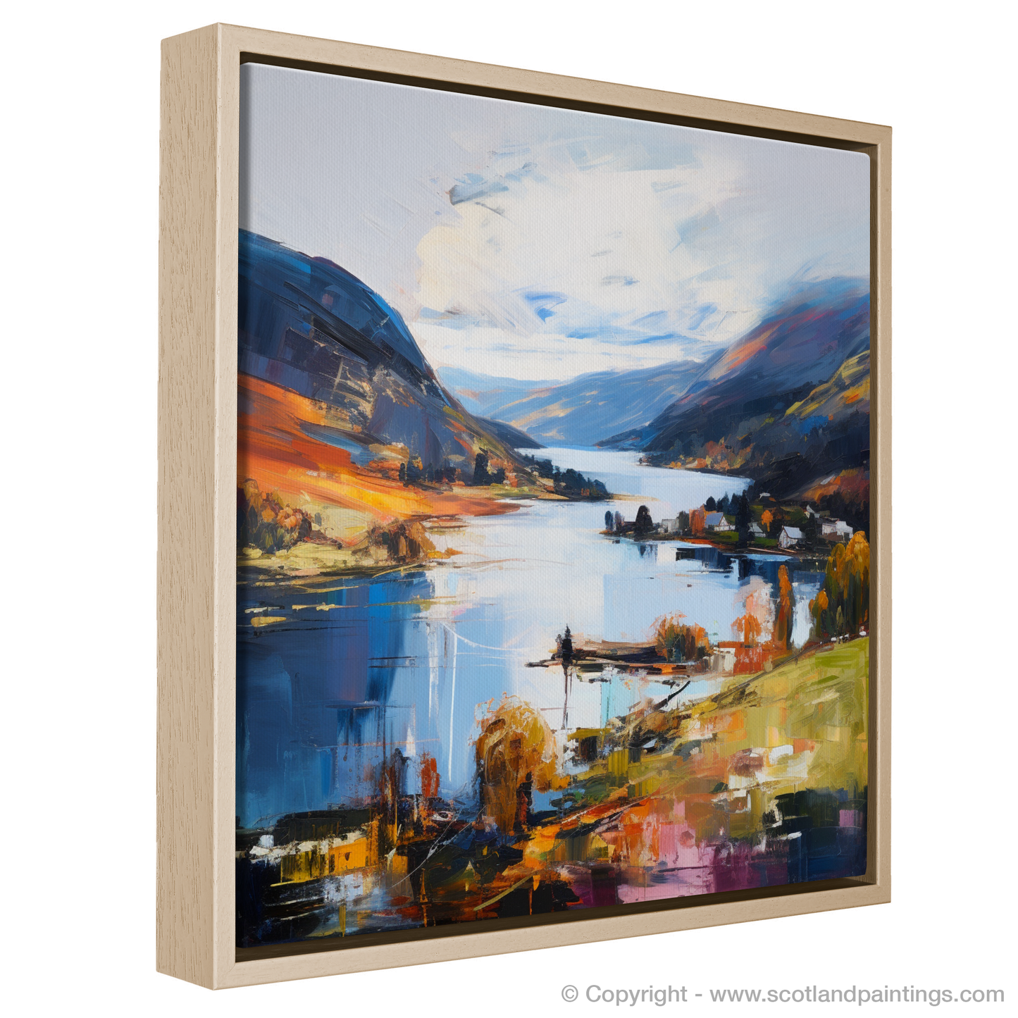 Painting and Art Print of Loch Earn, Perth and Kinross entitled "Highland Rhapsody: An Expressionist Ode to Loch Earn".