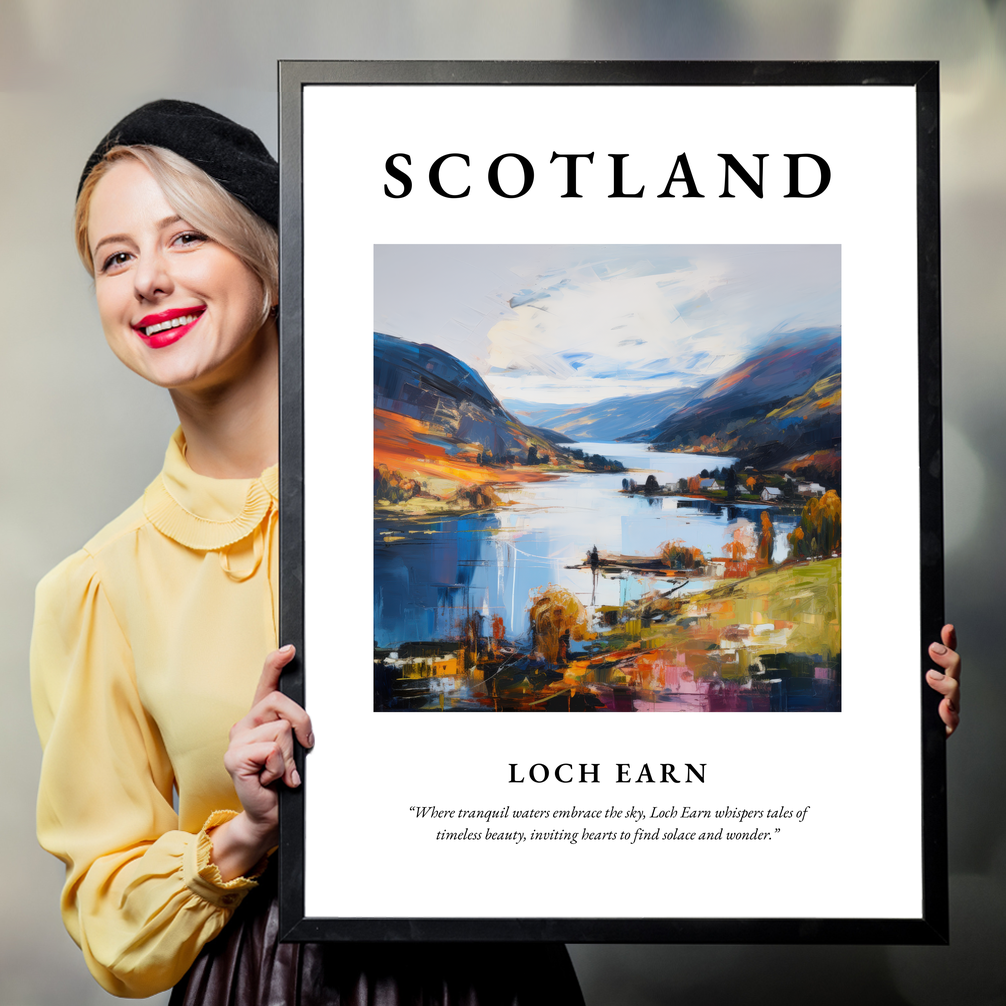 Person holding a poster of Loch Earn