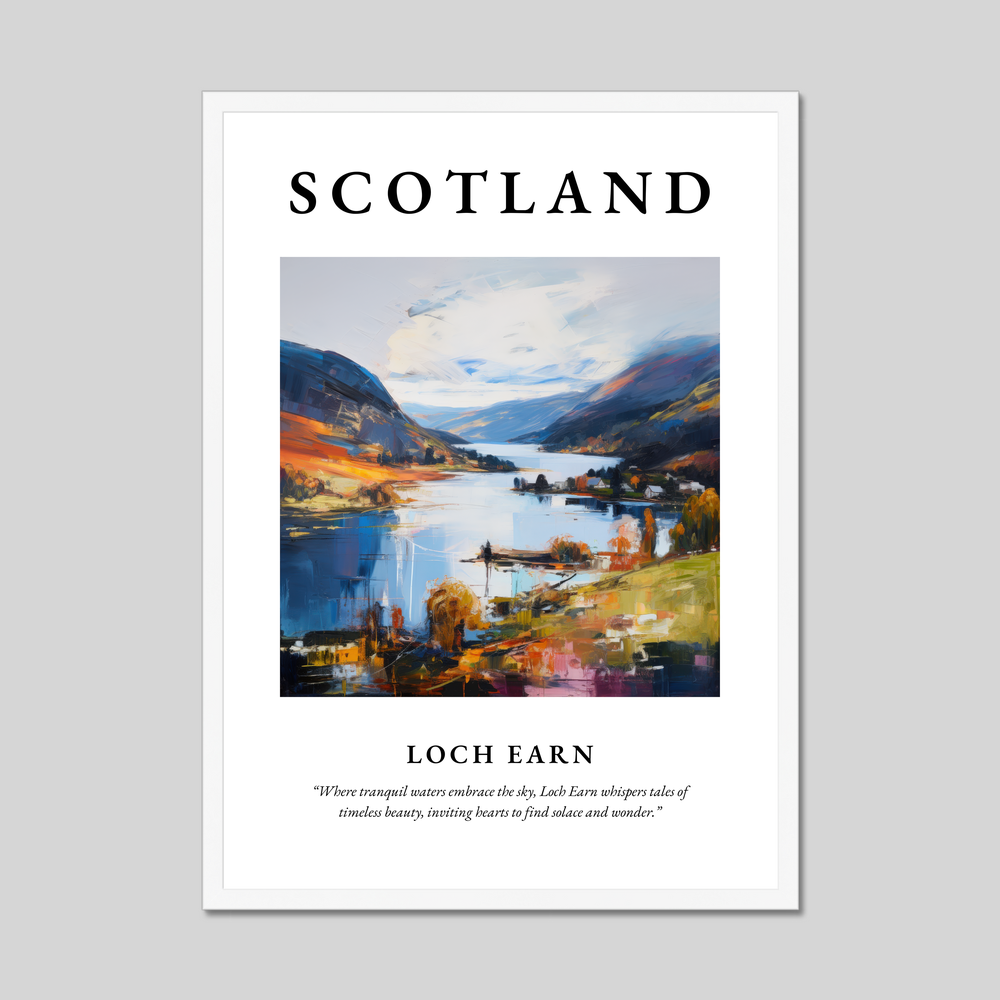 Poster in a white frame with the word Scotland