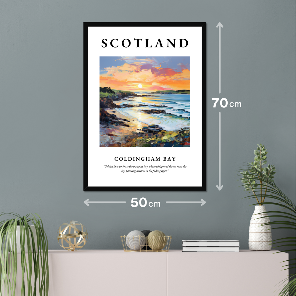 Poster of Coldingham Bay hanging on a wall