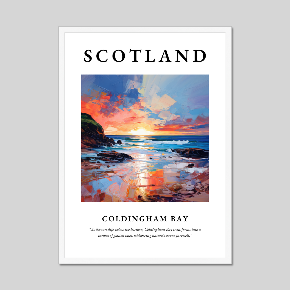 Poster in a white frame with the word Scotland