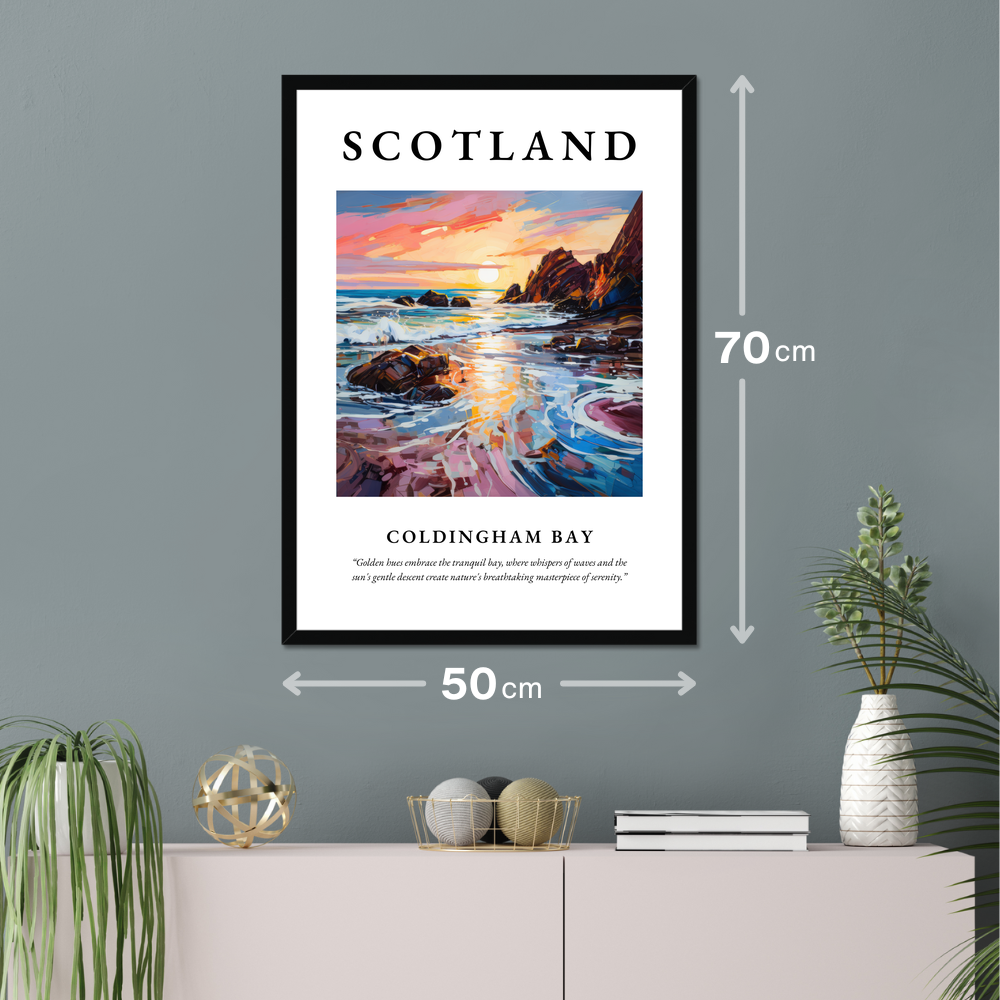 Poster of Coldingham Bay hanging on a wall