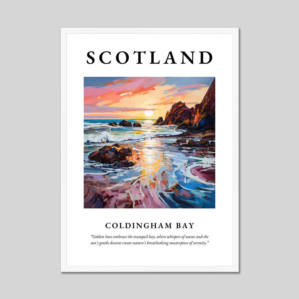 Poster in a white frame with the word Scotland