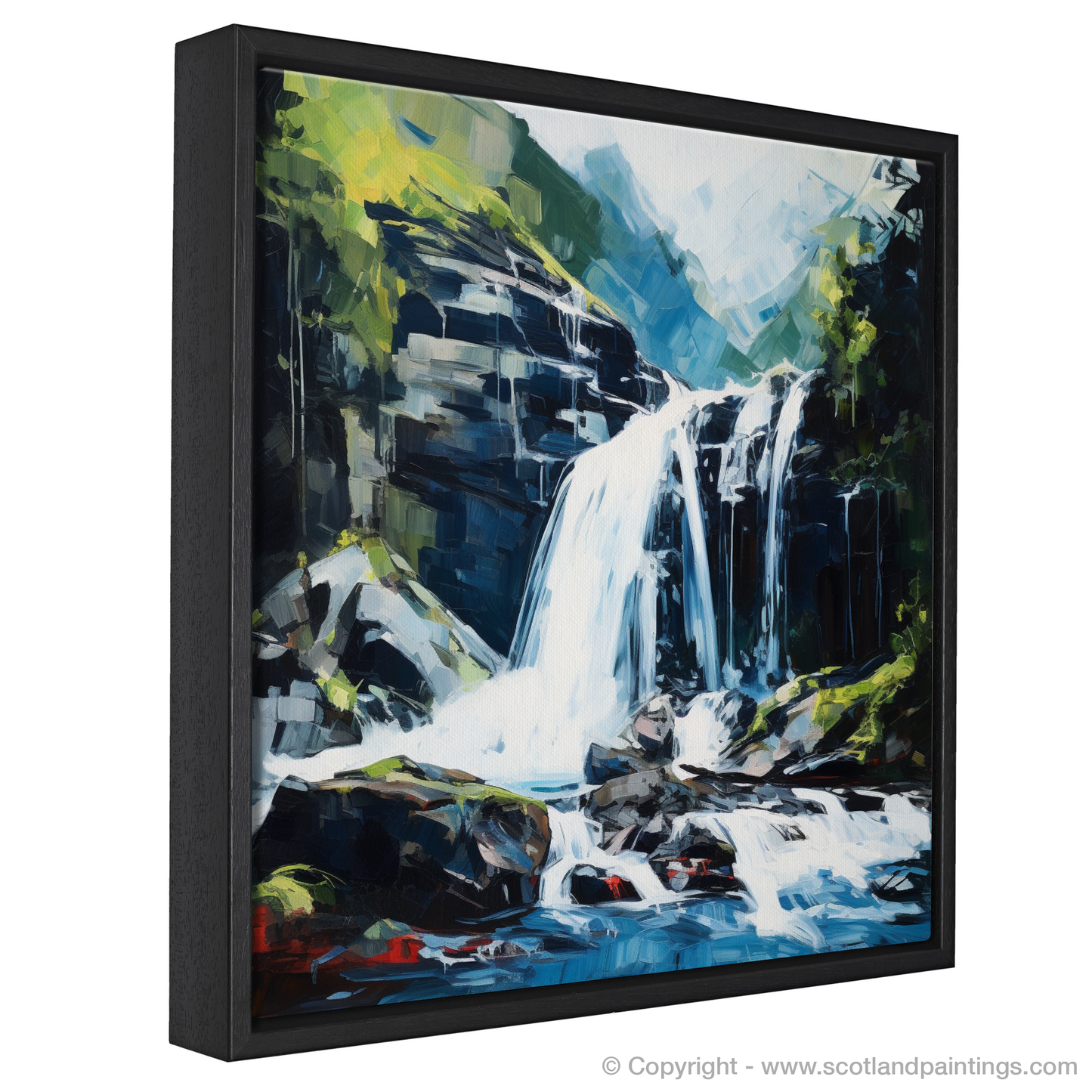 Painting and Art Print of Cascading waterfall in Glencoe entitled "Cascading Rhapsody of Glencoe".