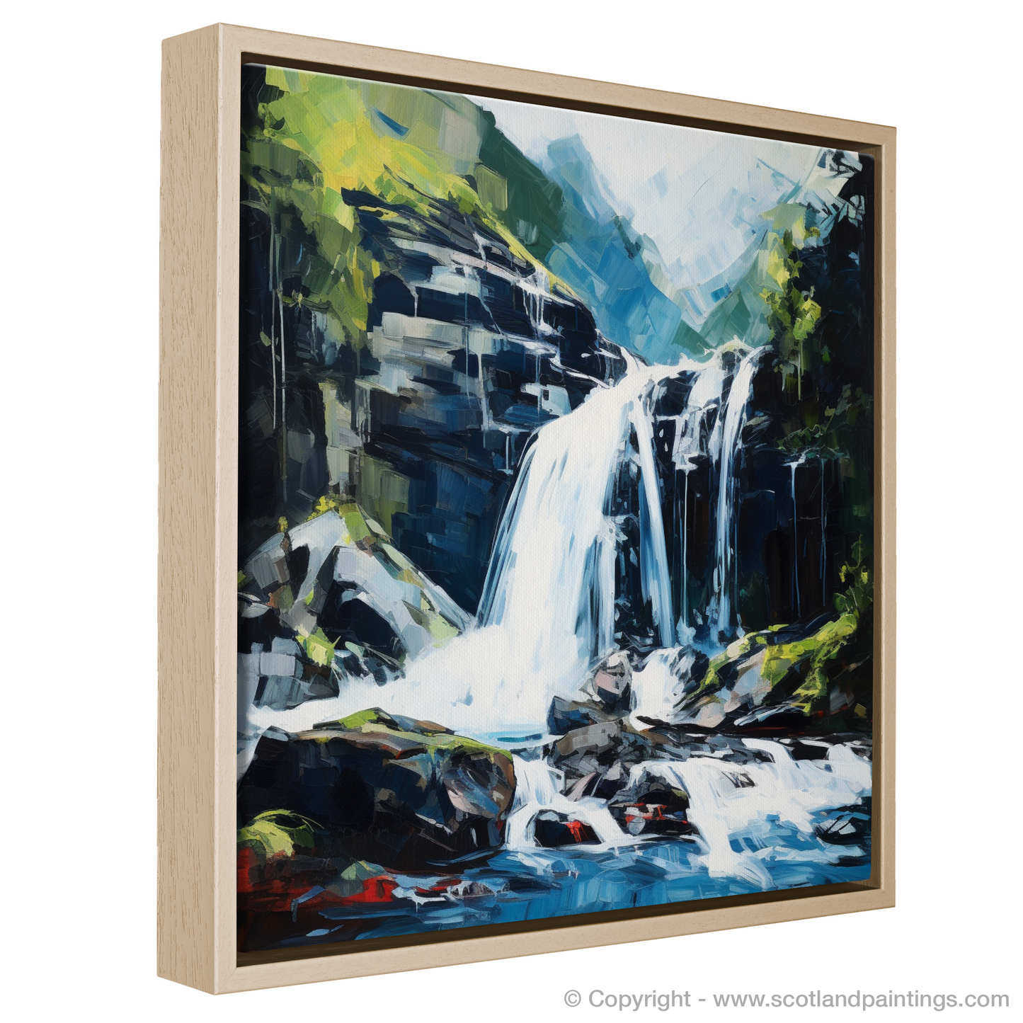 Painting and Art Print of Cascading waterfall in Glencoe entitled "Cascading Rhapsody of Glencoe".