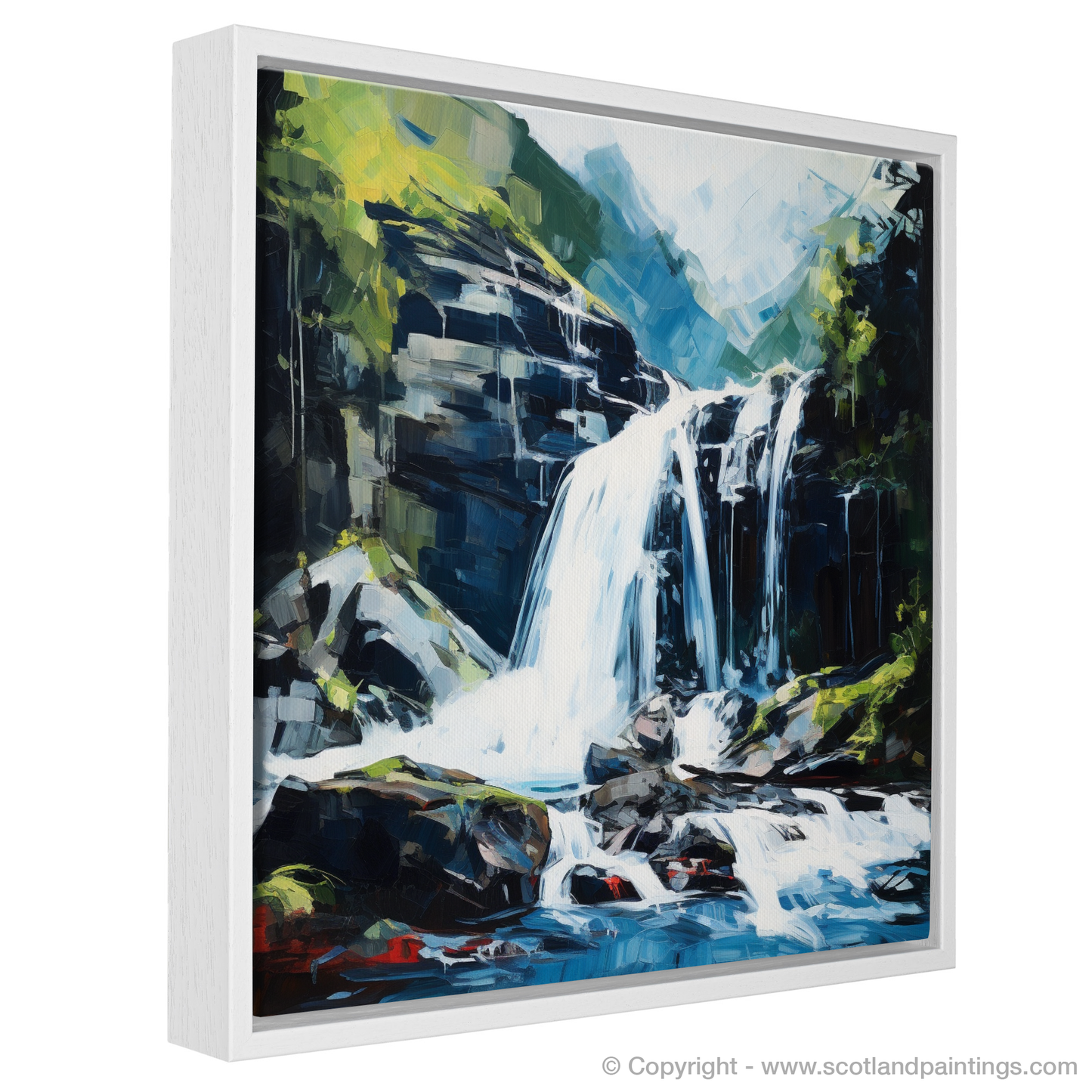 Painting and Art Print of Cascading waterfall in Glencoe entitled "Cascading Rhapsody of Glencoe".