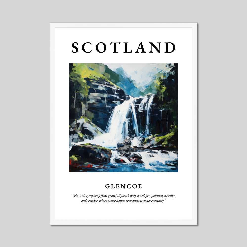 Poster in a white frame with the word Scotland