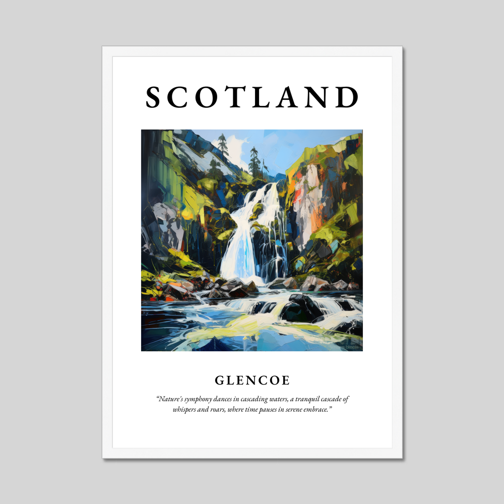 Poster in a white frame with the word Scotland