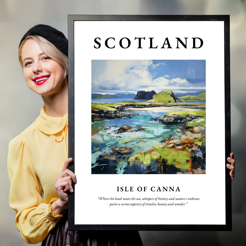 Person holding a poster of Isle of Canna