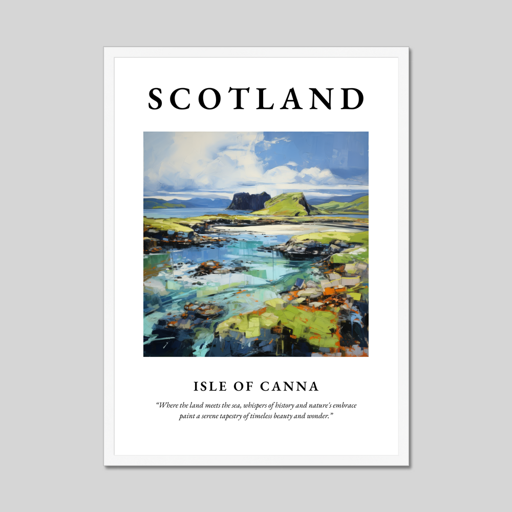 Poster in a white frame with the word Scotland