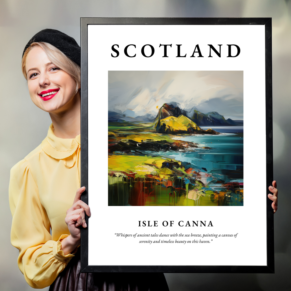 Person holding a poster of Isle of Canna