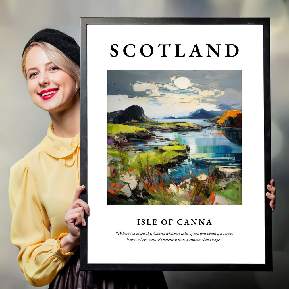 Person holding a poster of Isle of Canna