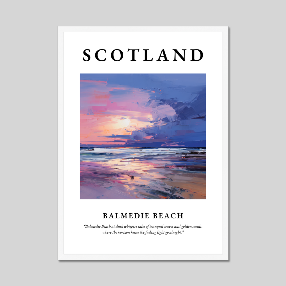 Poster in a white frame with the word Scotland