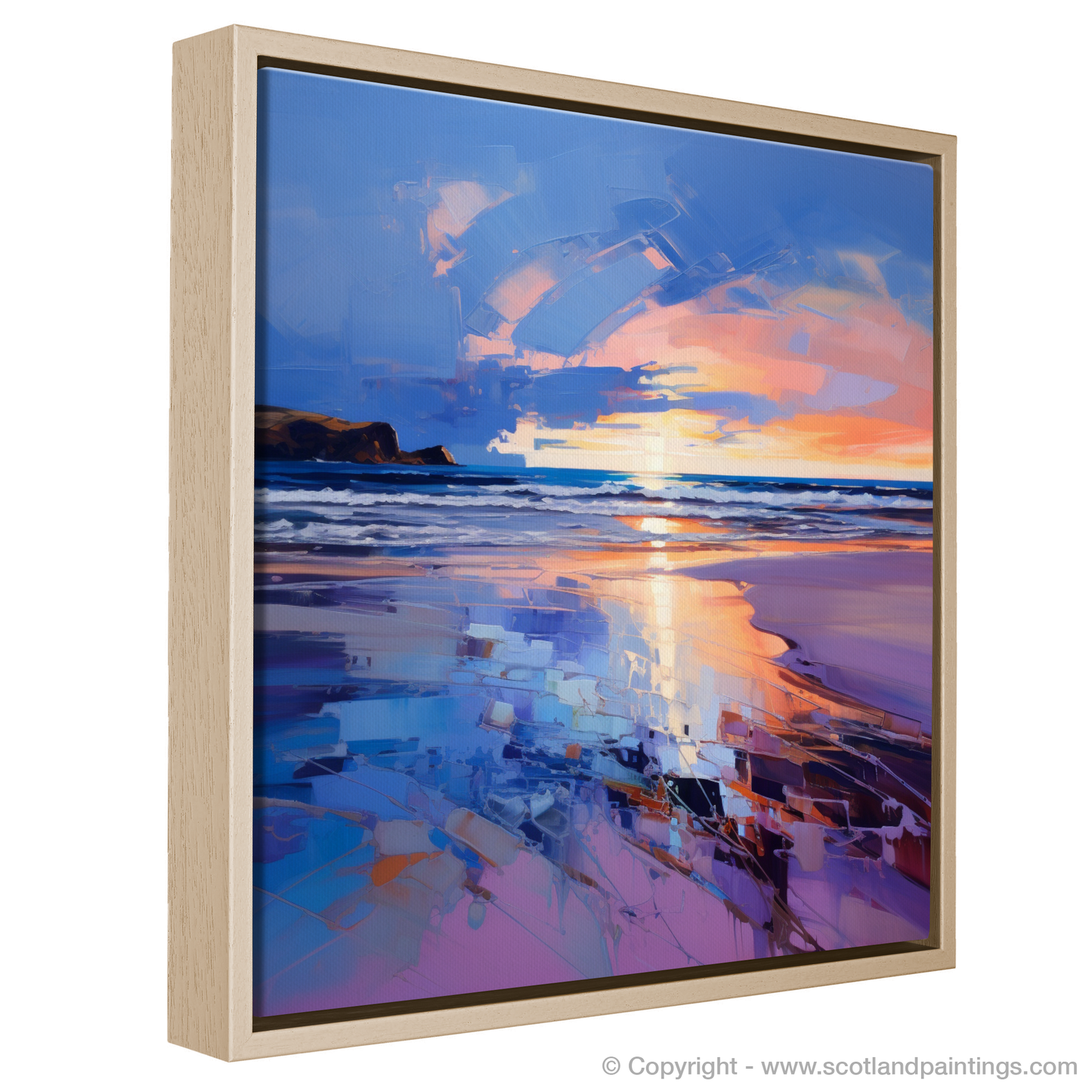 Painting and Art Print of Balmedie Beach at dusk entitled "Dusk at Balmedie Beach: An Expressionist Symphony of Light and Colour".