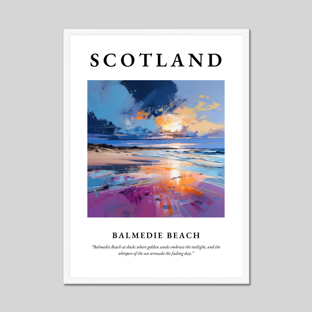 Poster in a white frame with the word Scotland