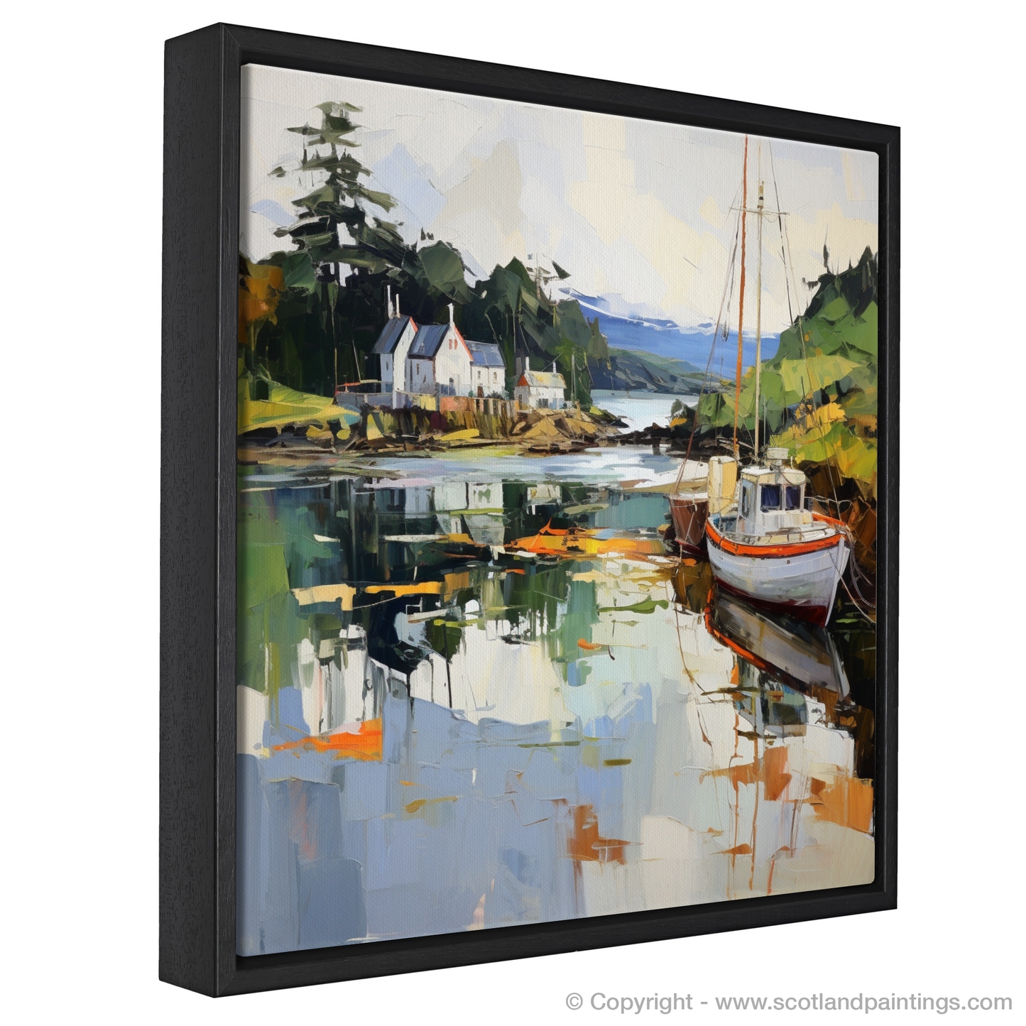 Painting and Art Print of Tayvallich Harbour, Argyll. Tayvallich Harbour Embrace.