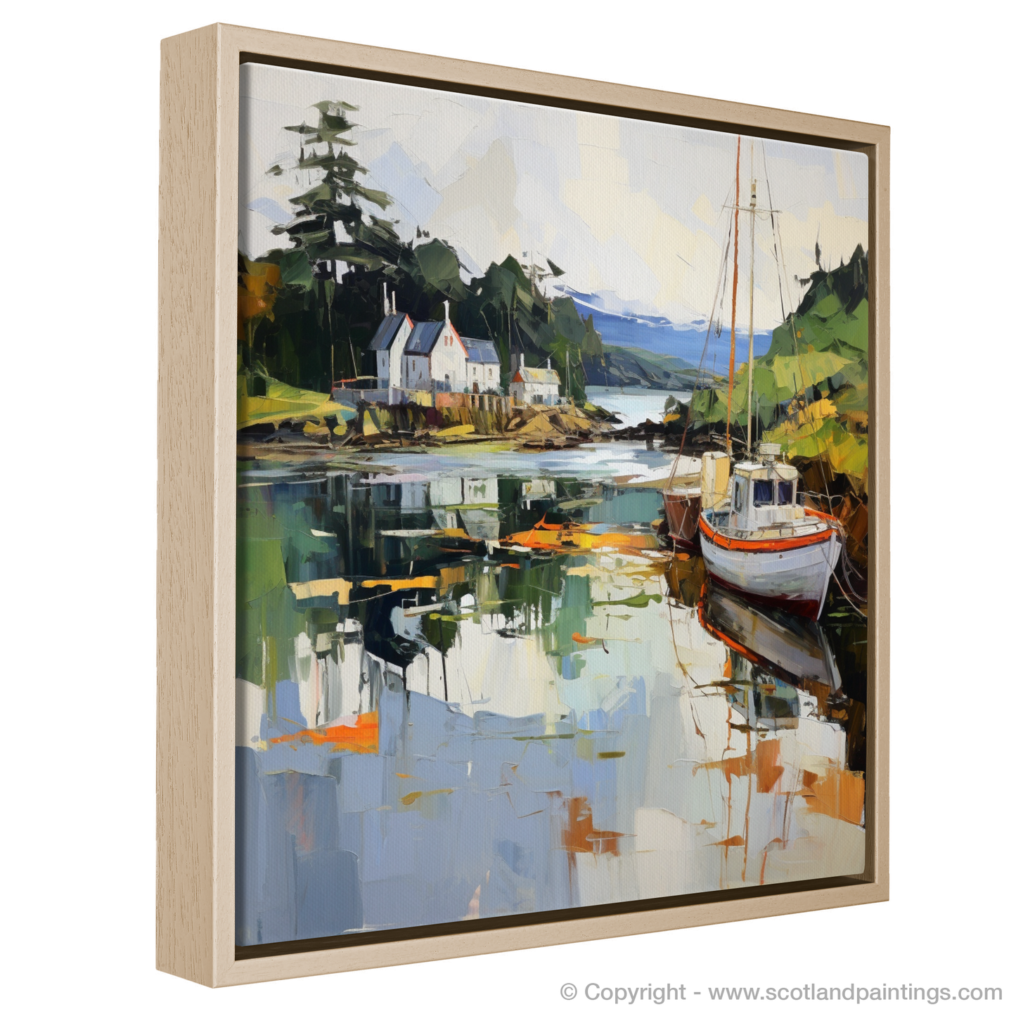 Painting and Art Print of Tayvallich Harbour, Argyll. Tayvallich Harbour Embrace.