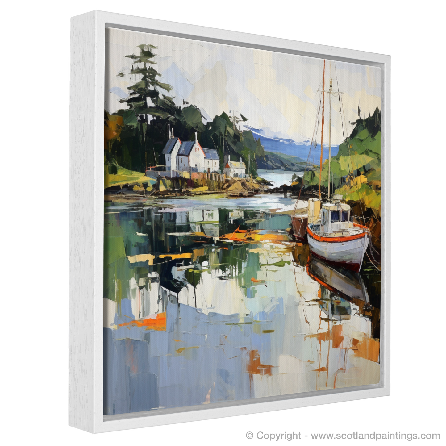 Painting and Art Print of Tayvallich Harbour, Argyll. Tayvallich Harbour Embrace.