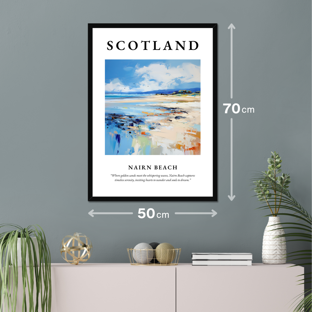 Poster of Nairn Beach hanging on a wall