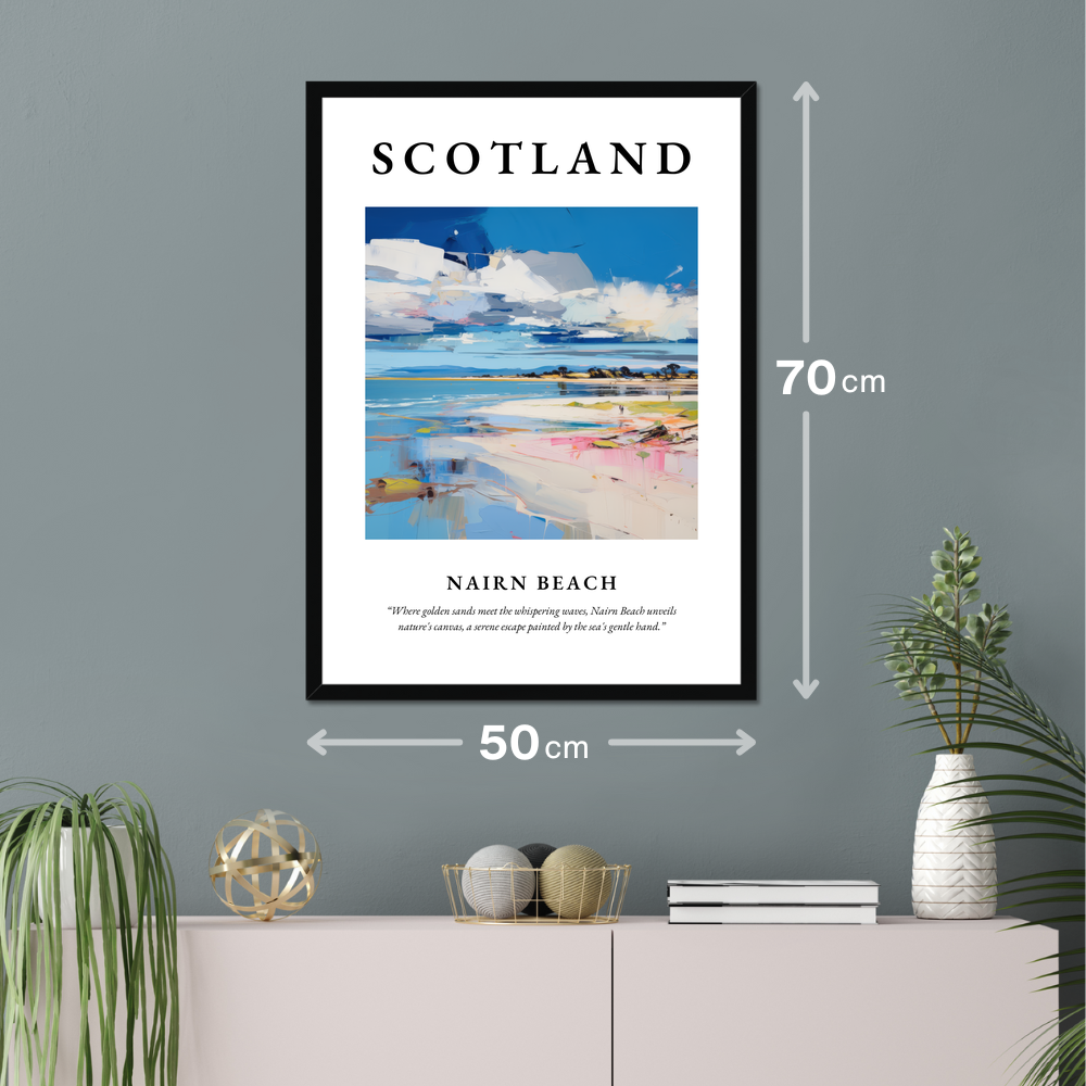 Poster of Nairn Beach hanging on a wall