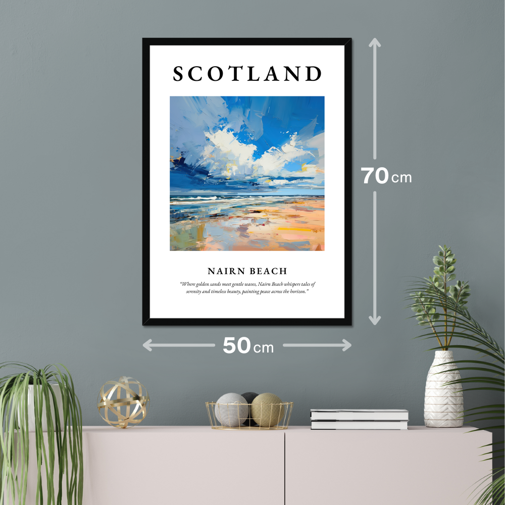 Poster of Nairn Beach hanging on a wall