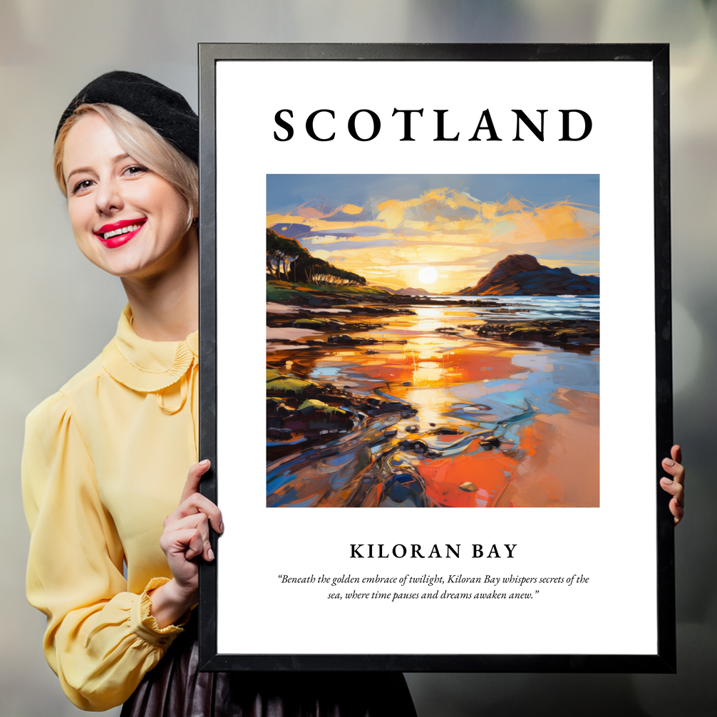 Person holding a poster of Kiloran Bay