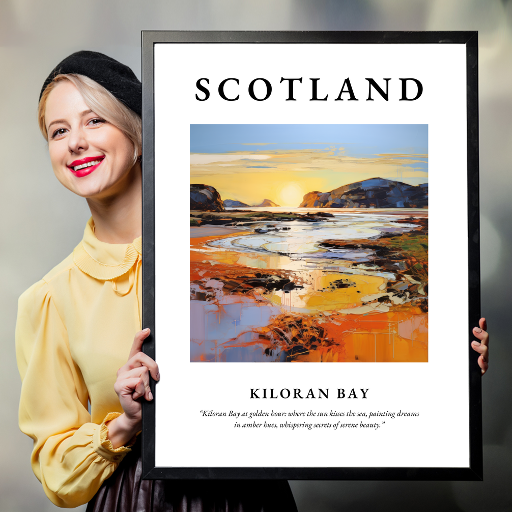 Person holding a poster of Kiloran Bay