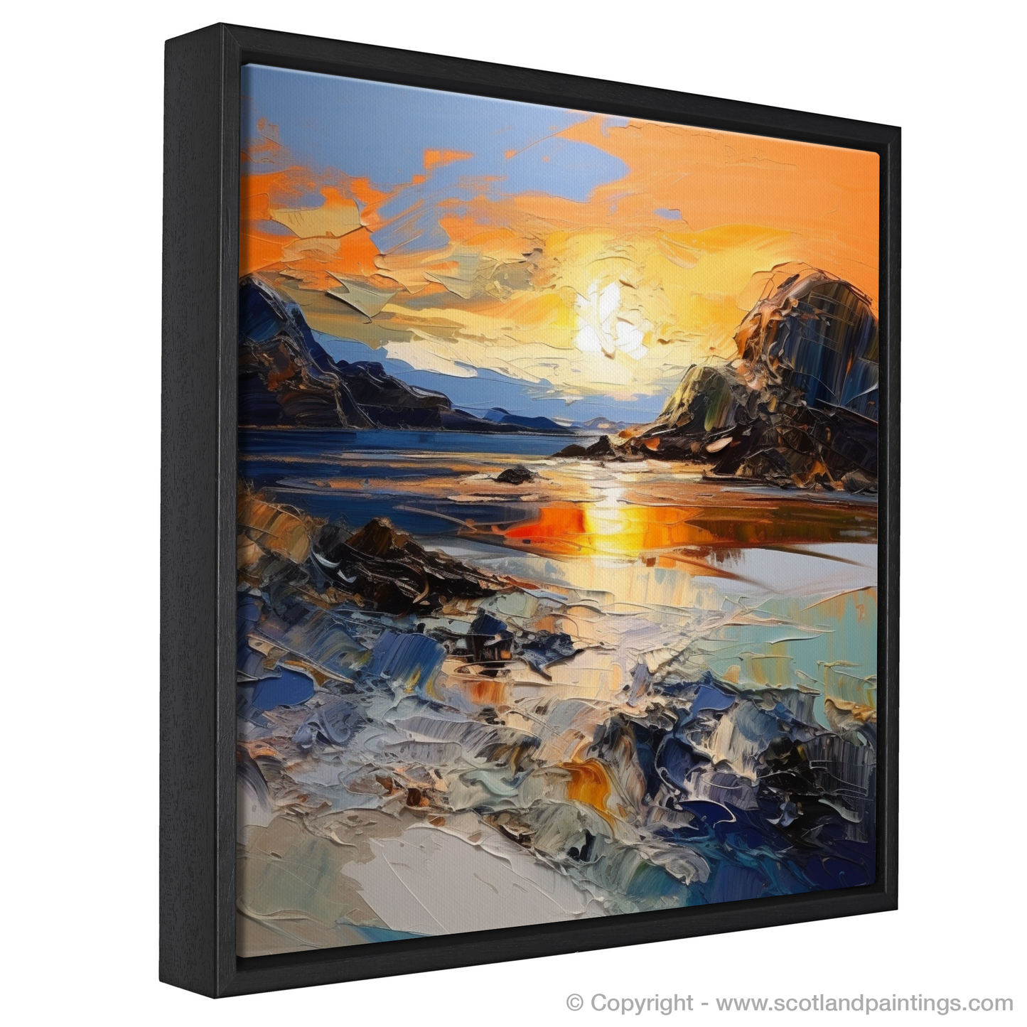 Painting and Art Print of Kiloran Bay at golden hour entitled "Golden Hour Majesty at Kiloran Bay".