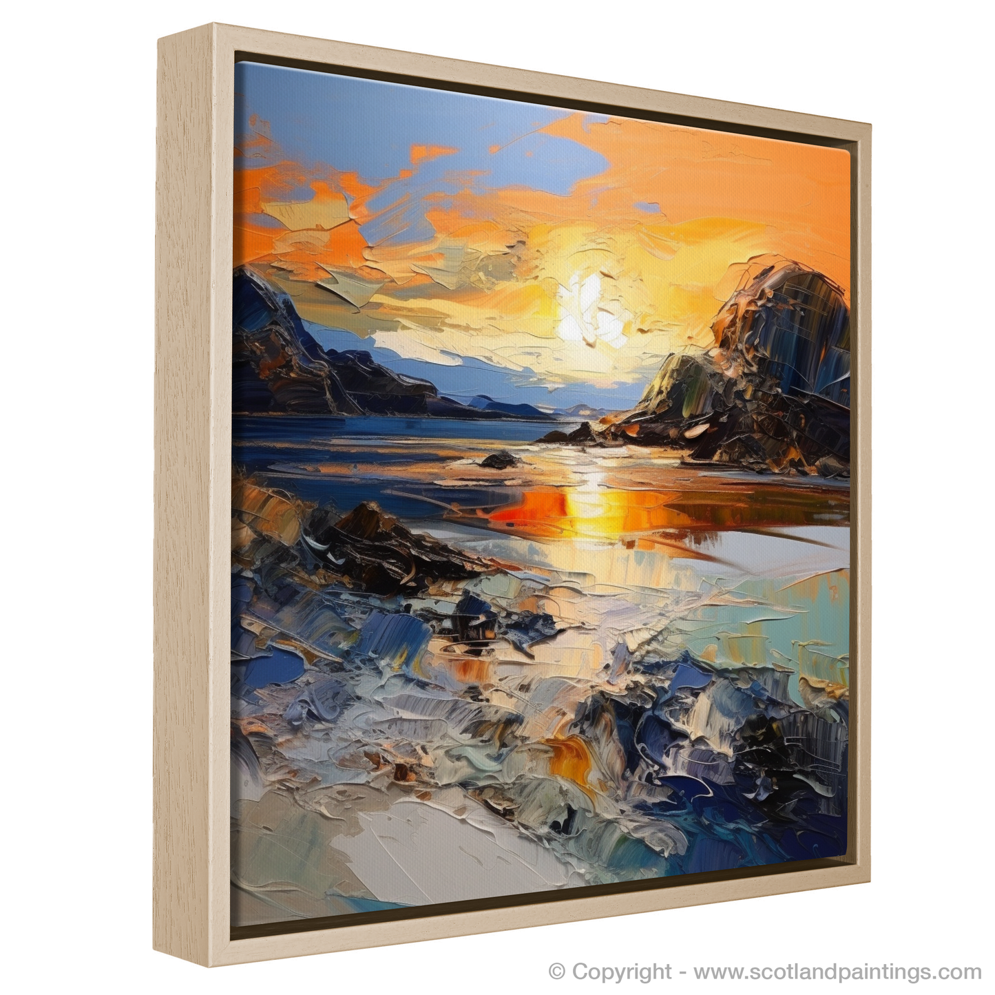 Painting and Art Print of Kiloran Bay at golden hour entitled "Golden Hour Majesty at Kiloran Bay".