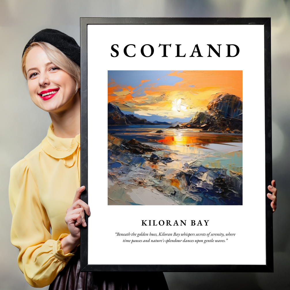 Person holding a poster of Kiloran Bay