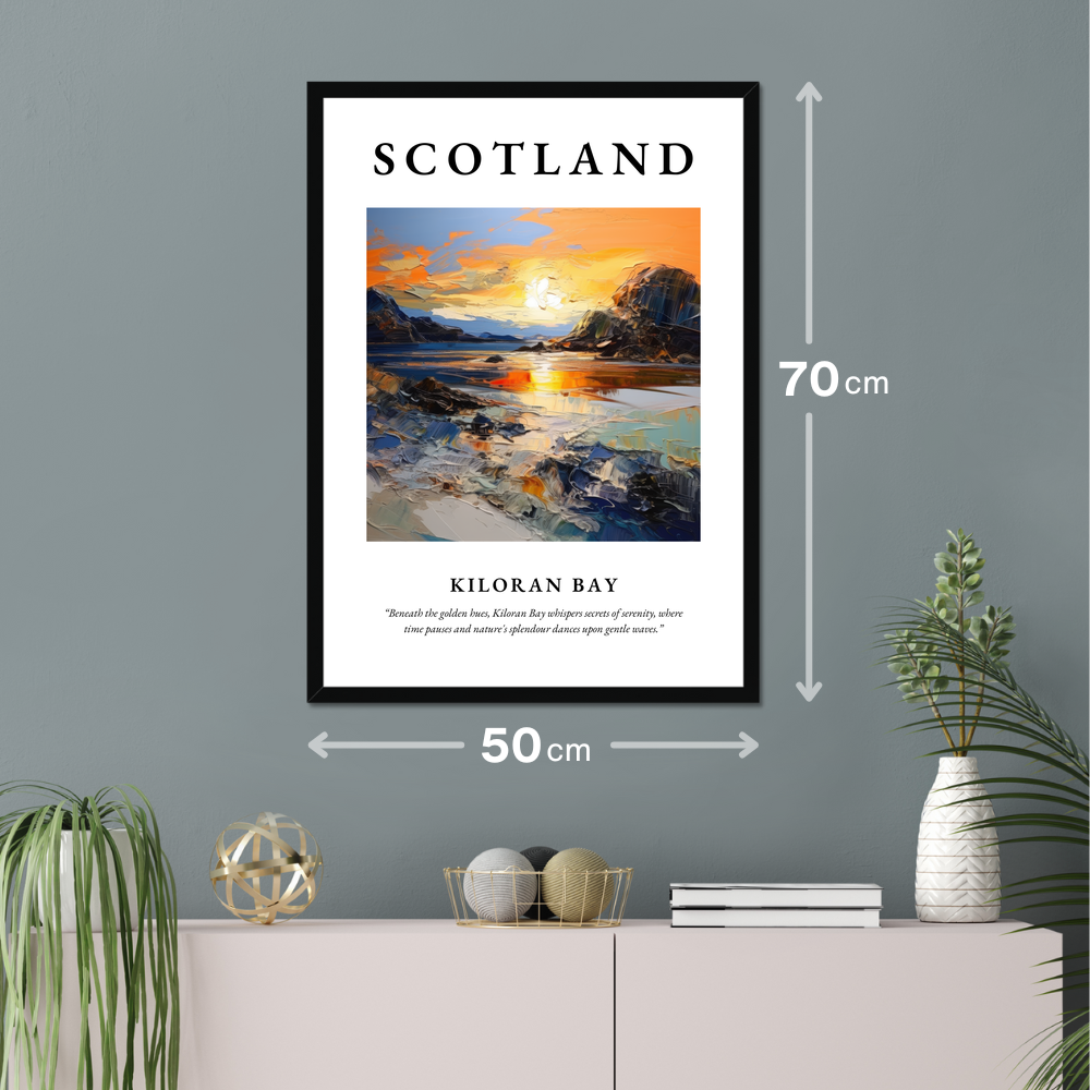 Poster of Kiloran Bay hanging on a wall