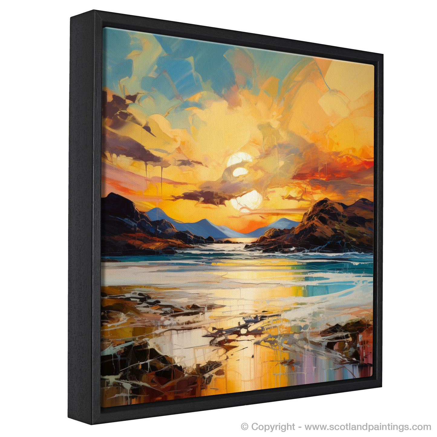 Painting and Art Print of Kiloran Bay at golden hour entitled "Golden Symphony of Kiloran Bay".