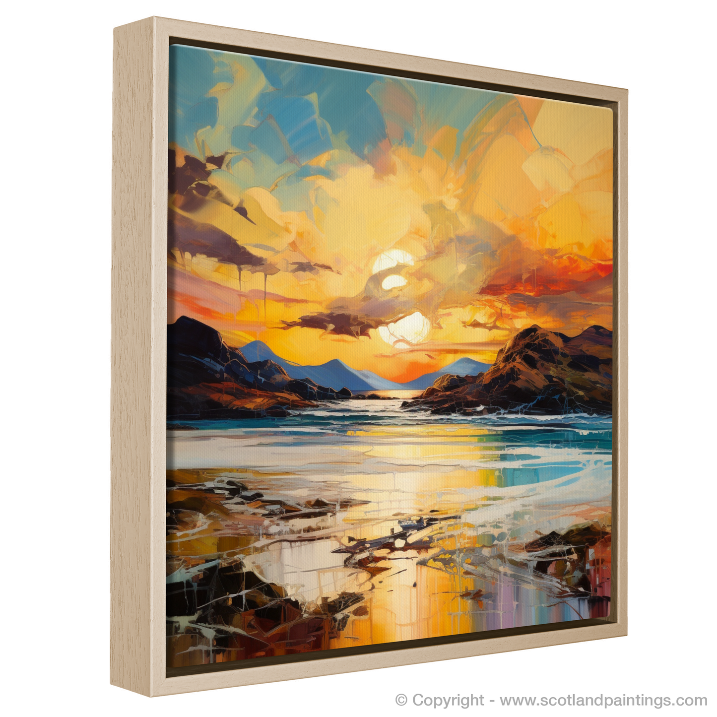 Painting and Art Print of Kiloran Bay at golden hour entitled "Golden Symphony of Kiloran Bay".