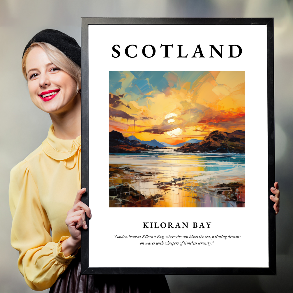 Person holding a poster of Kiloran Bay