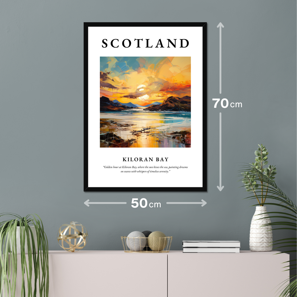 Poster of Kiloran Bay hanging on a wall